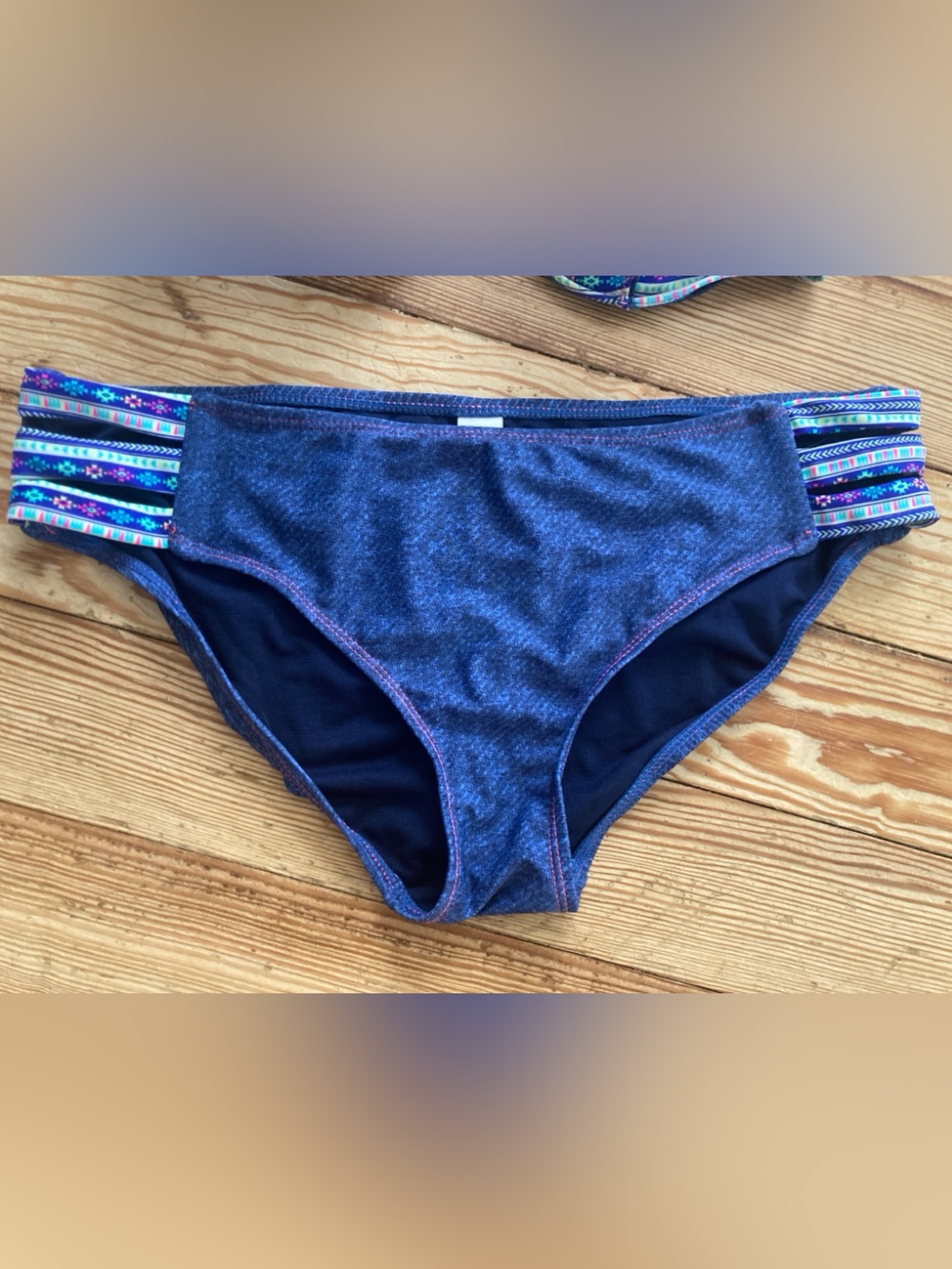 Heat Swimwear Bikini Bottom with Patterned Side Straps